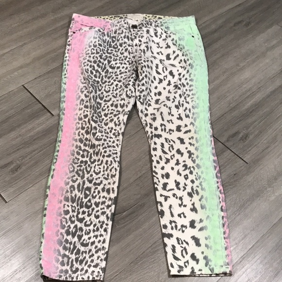 Current Elliot "The Stiletto" Pastel Airbrush Animal Print Ankle Jeans size 31 - Picture 4 of 9